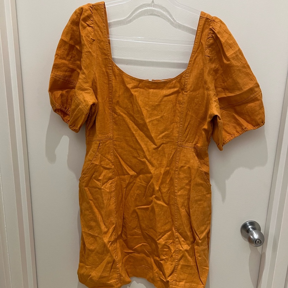 Madewell Terracotta Puff Sleeve Dress